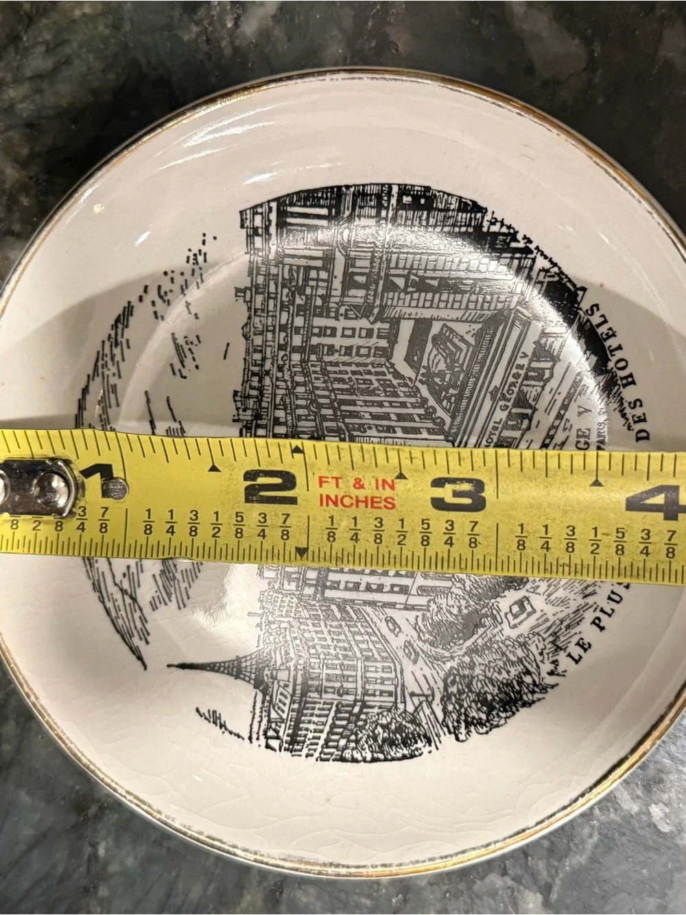 Parisian Hotel Decorative Trinket Dish - White with Black Illustration